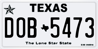 TX license plate DOB5473