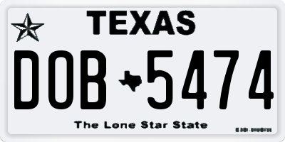 TX license plate DOB5474