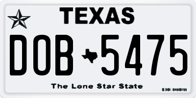 TX license plate DOB5475