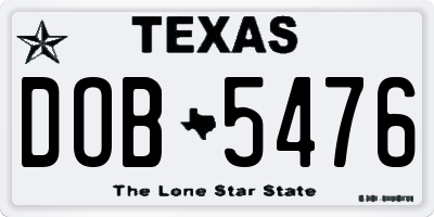 TX license plate DOB5476