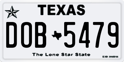 TX license plate DOB5479