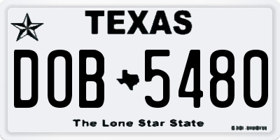 TX license plate DOB5480