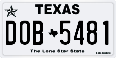 TX license plate DOB5481
