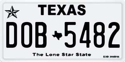 TX license plate DOB5482