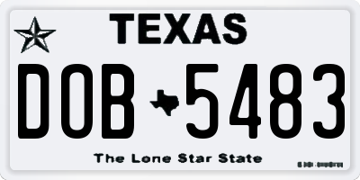 TX license plate DOB5483