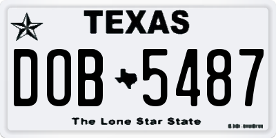 TX license plate DOB5487