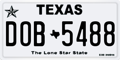 TX license plate DOB5488