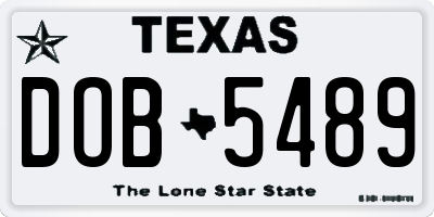 TX license plate DOB5489