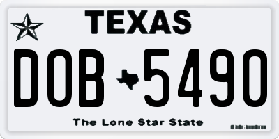 TX license plate DOB5490