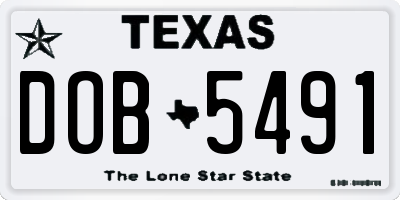 TX license plate DOB5491