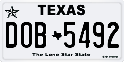 TX license plate DOB5492
