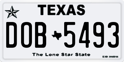TX license plate DOB5493