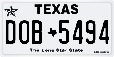 TX license plate DOB5494