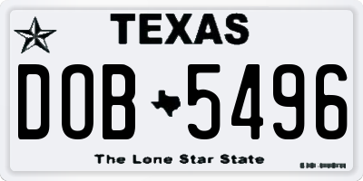 TX license plate DOB5496