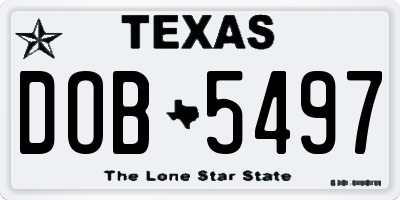 TX license plate DOB5497