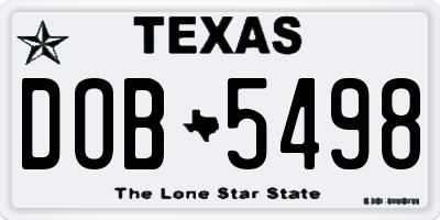 TX license plate DOB5498