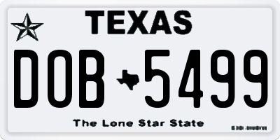 TX license plate DOB5499