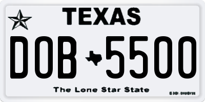 TX license plate DOB5500