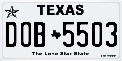 TX license plate DOB5503