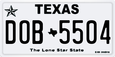 TX license plate DOB5504