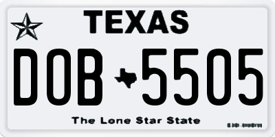 TX license plate DOB5505