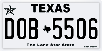 TX license plate DOB5506