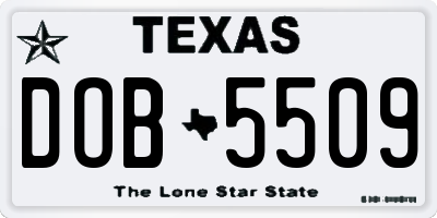 TX license plate DOB5509