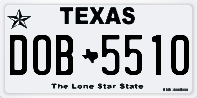 TX license plate DOB5510