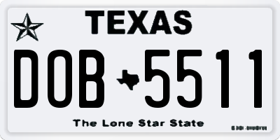 TX license plate DOB5511