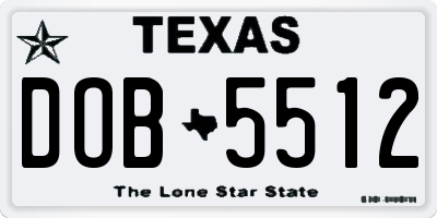TX license plate DOB5512