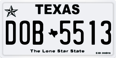 TX license plate DOB5513