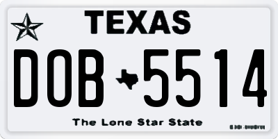 TX license plate DOB5514