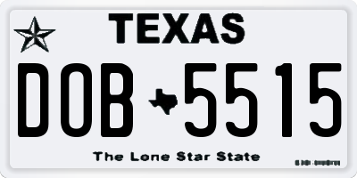 TX license plate DOB5515