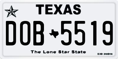 TX license plate DOB5519