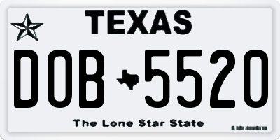TX license plate DOB5520
