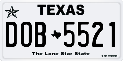 TX license plate DOB5521