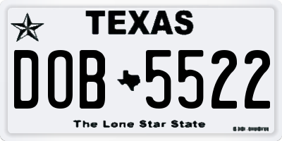 TX license plate DOB5522