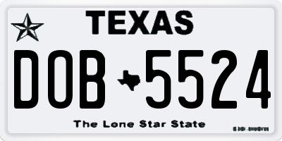 TX license plate DOB5524