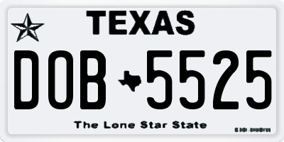 TX license plate DOB5525