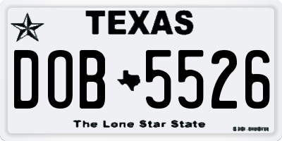 TX license plate DOB5526