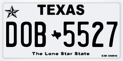 TX license plate DOB5527