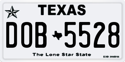TX license plate DOB5528