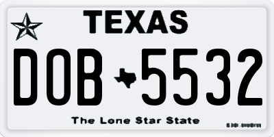 TX license plate DOB5532