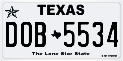 TX license plate DOB5534