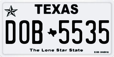 TX license plate DOB5535