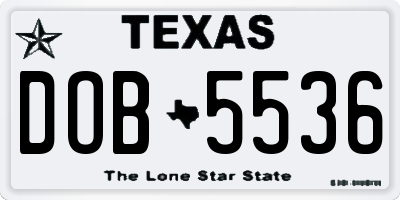 TX license plate DOB5536