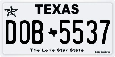 TX license plate DOB5537