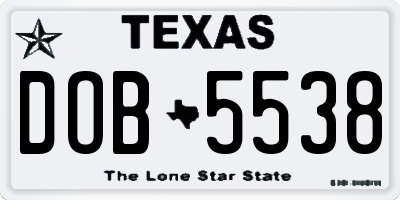 TX license plate DOB5538