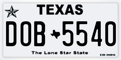TX license plate DOB5540