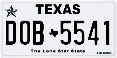 TX license plate DOB5541